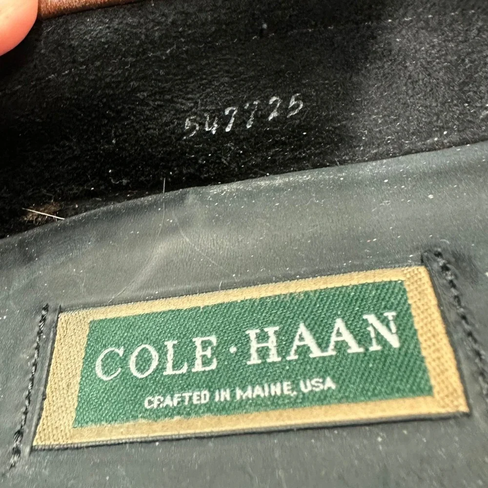 Cole Haan Mens Tassel Loafers Maine USA Leather Vibram Lug Sole Brown 10.5D